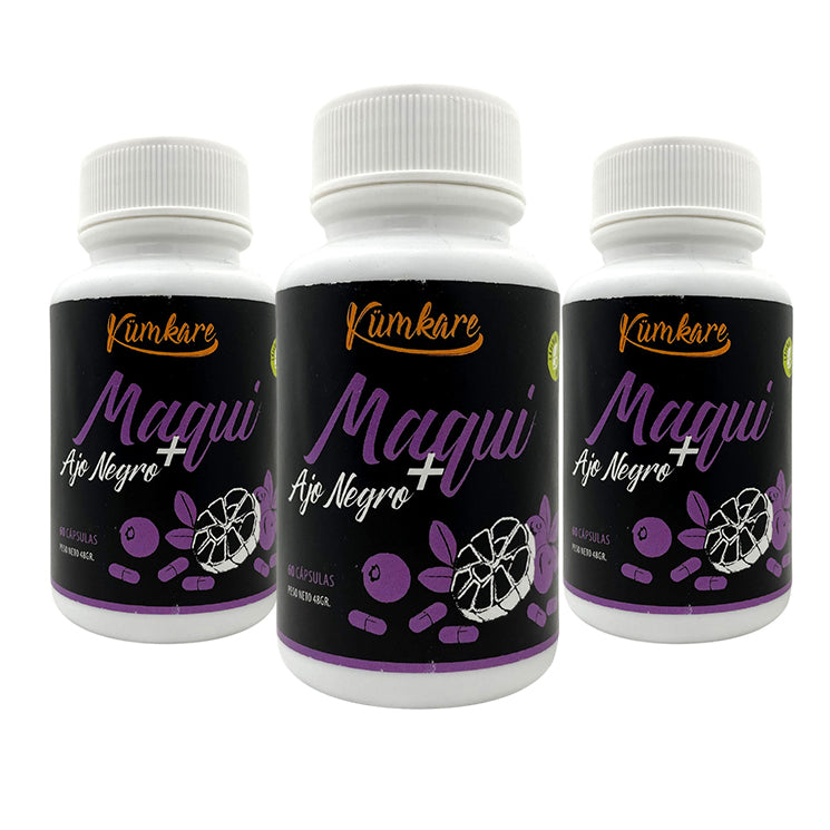 Ajo Negro + Maqui 3 Frascos, 180 Cápsulas Kumkare