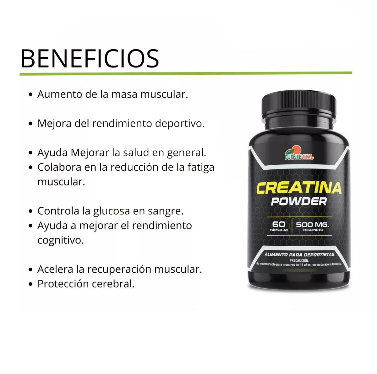 Creatina Monohidratada 60 Cápsulas