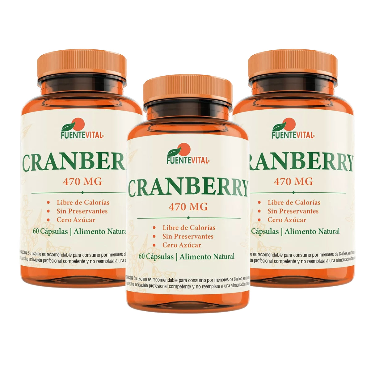 Cranberry Arandano Rojo 3 Frascos, 180 Cápsulas