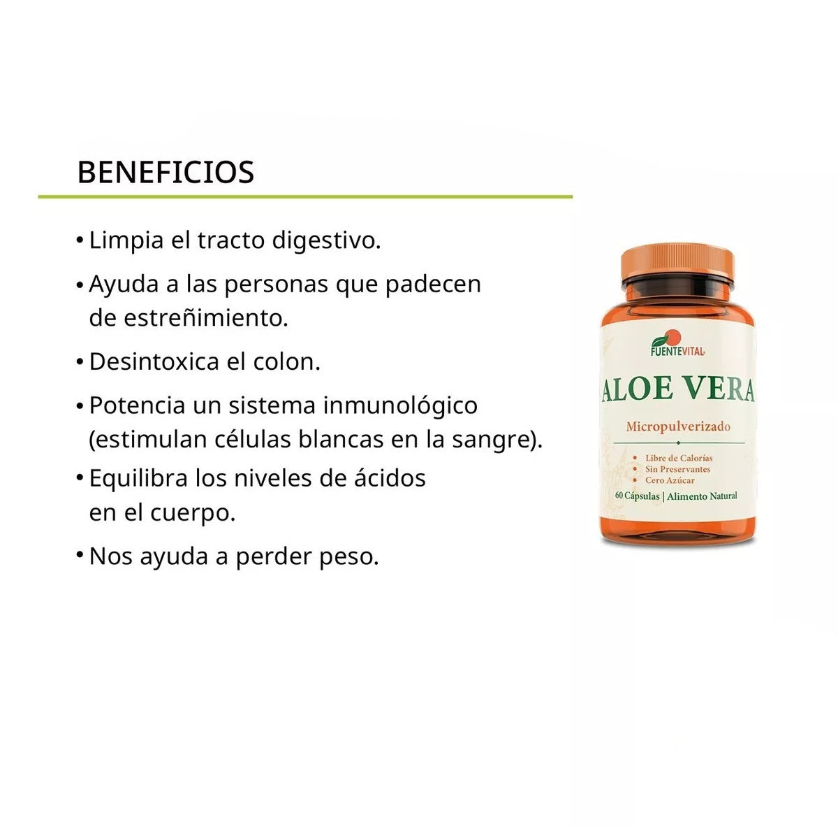 Aloe Vera 60 Cápsulas Vegetales