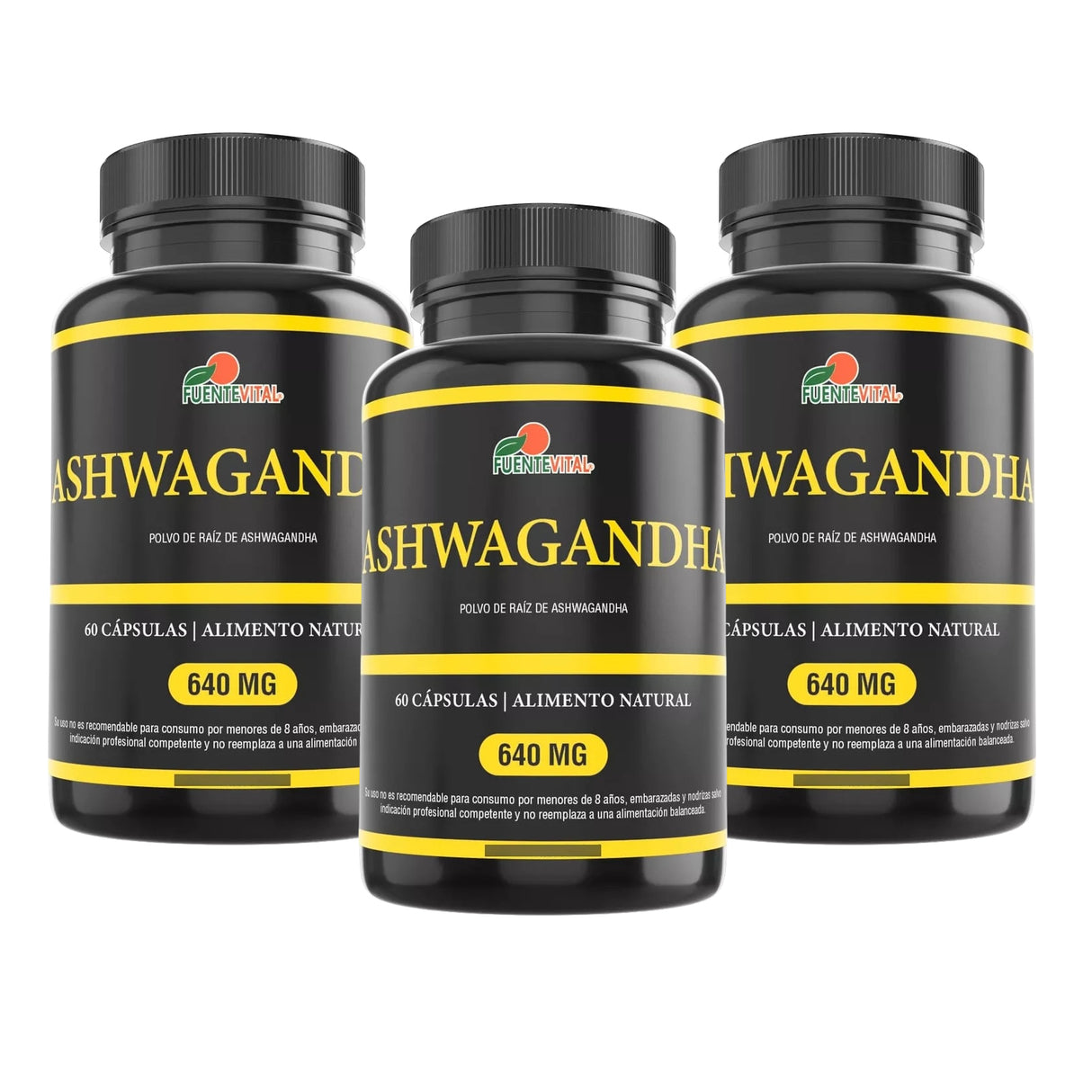 Ashwagandha 3 Frascos, 180 Cápsulas