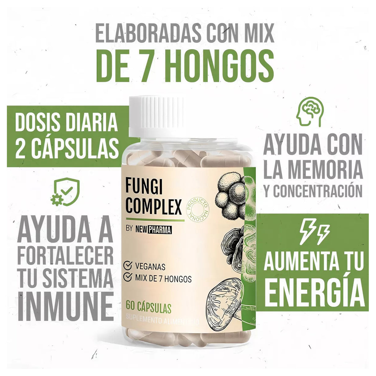 Fungi Complex Mix De 7 Hongos 60 Cápsulas