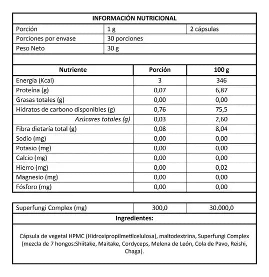 Fungi Complex Mix De 7 Hongos 60 Cápsulas