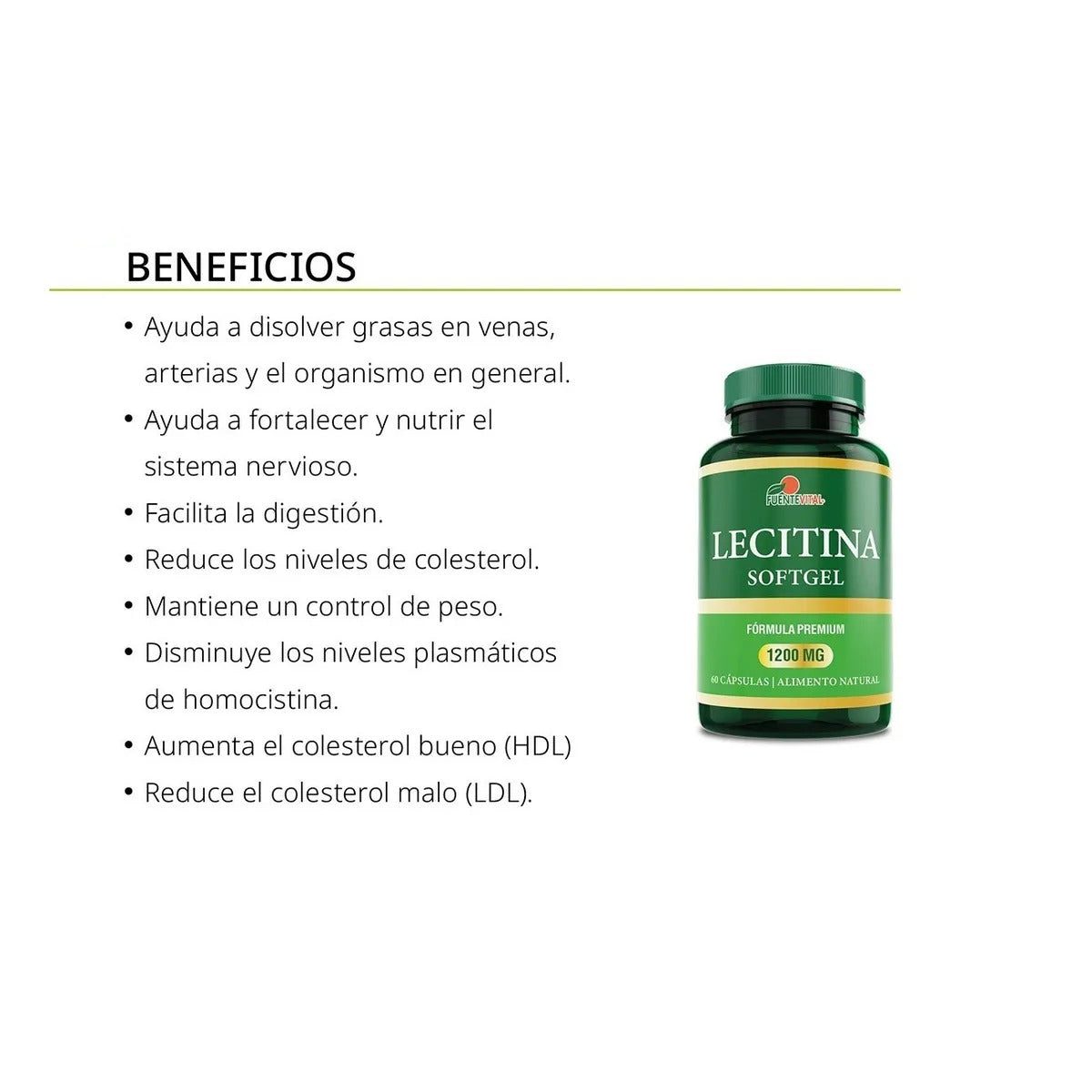 Lecitina de Soya 60 Capsulas Fuente Vital