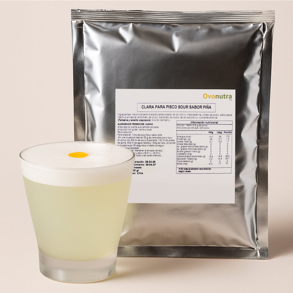 Albúmina para Pisco Sour 1 Kg Ovonutra - Sabor Piña