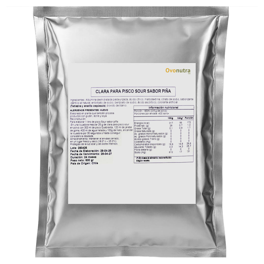 Albúmina para Pisco Sour 1 Kg Ovonutra - Sabor Piña