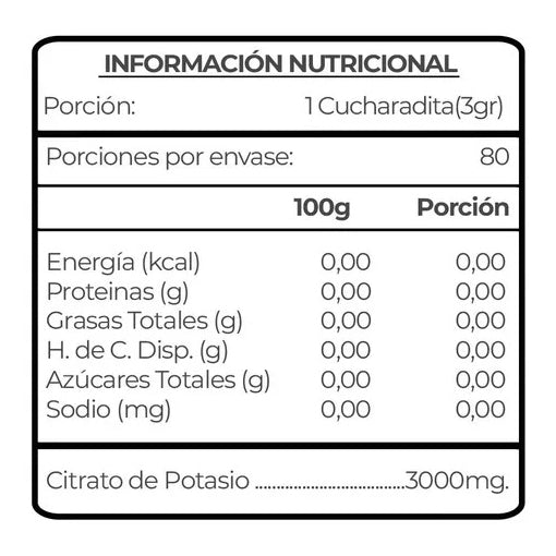 Caja x 48 Citrato de Potasio Puro en Polvo 240g. Health Natural