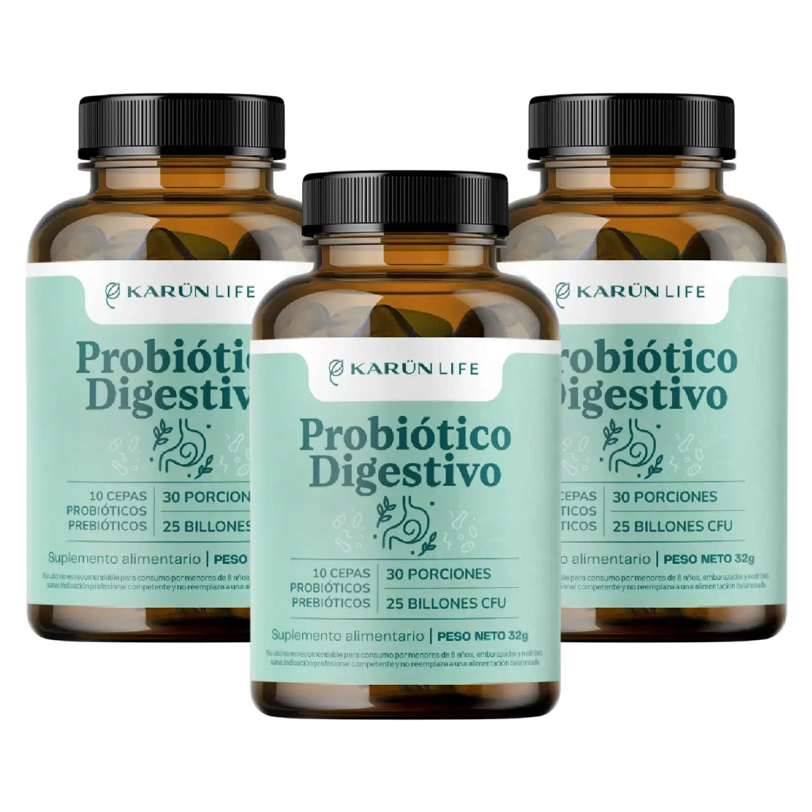 Pack 3 Probiótico Digestivo 25 Billones, 180 Cápsulas