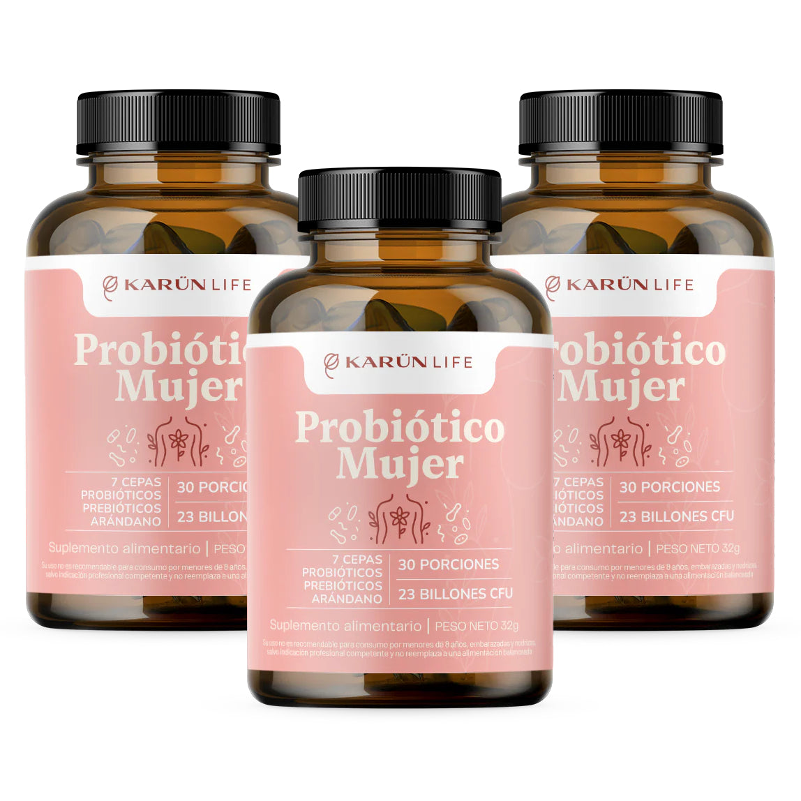 Pack 3 Probiótico Mujer 23 Billones, 180 Cápsulas
