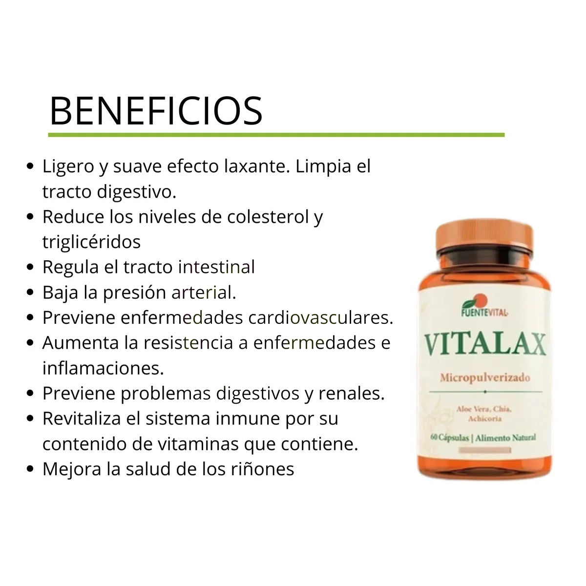 Vitalax Aloe Vera + Chia + Achicoria 60 Cápsulas