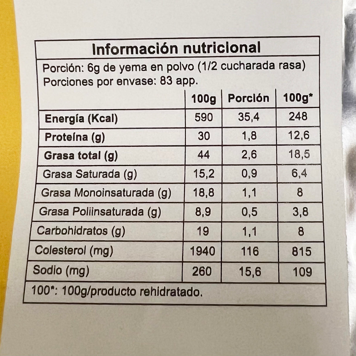 Yema En Polvo Para Pastelería 500grs. Ovosur