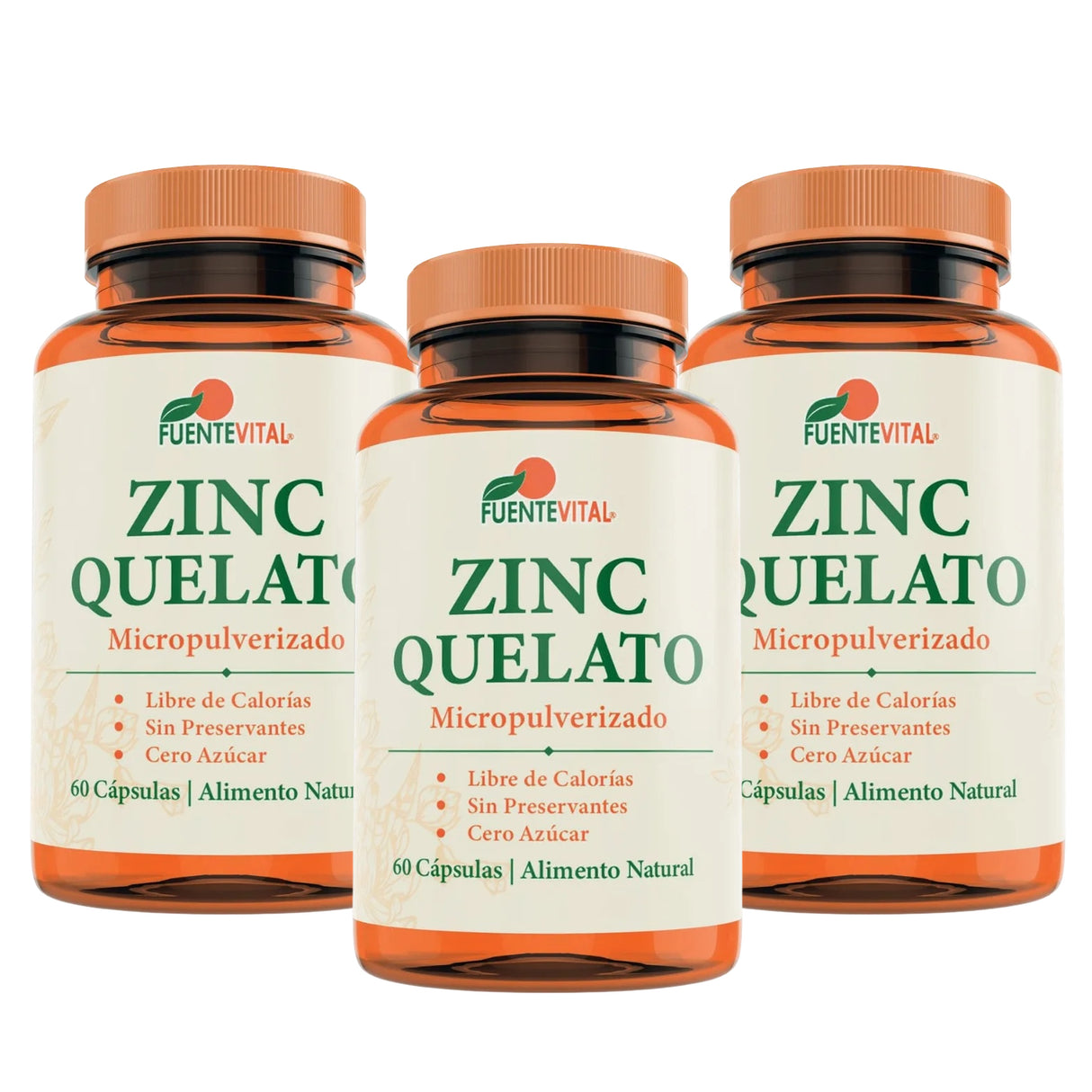 Zinc Quelato 3 Frascos, 180 Cápsulas