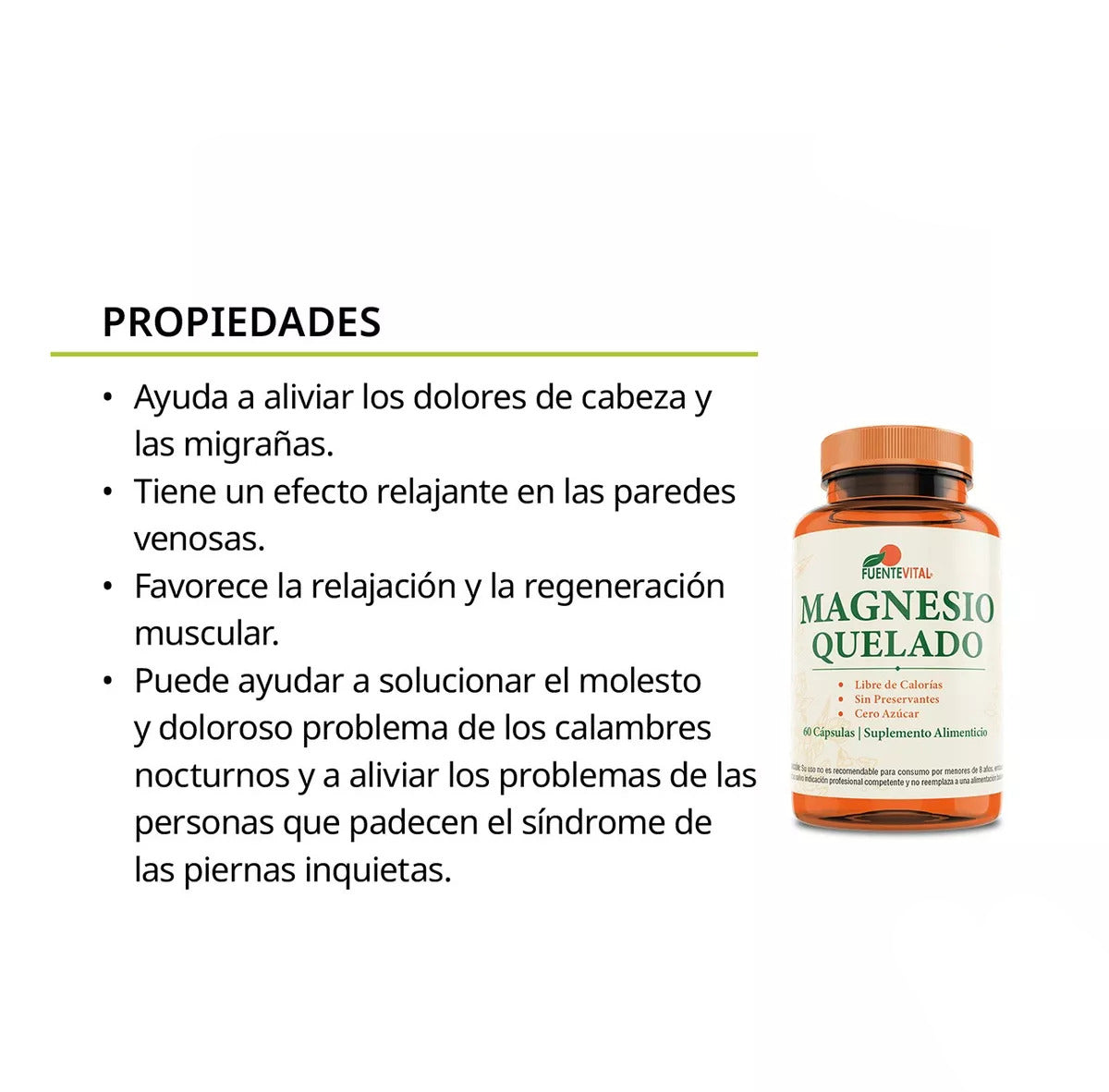 Magnesio Quelado 60 Cápsulas