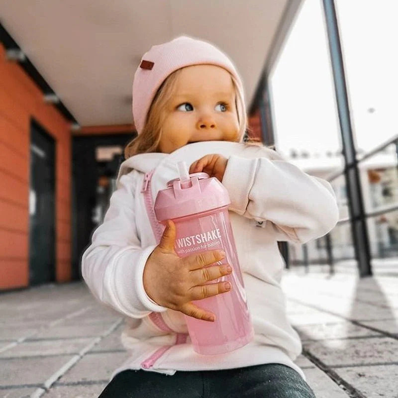 Vaso con Bombilla Twistshake Straw Cup 360ml 12m Rosado
