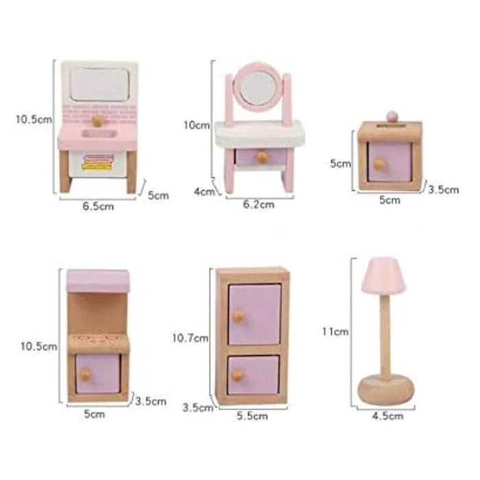 Set completo de Muebles de Madera para Casa de Muñecas