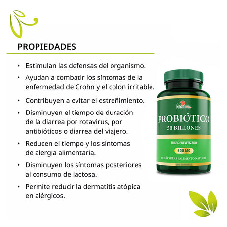 Probióticos 50 Billones - 10 Cepas, 60 Cápsulas Vegetales Fuente Vital