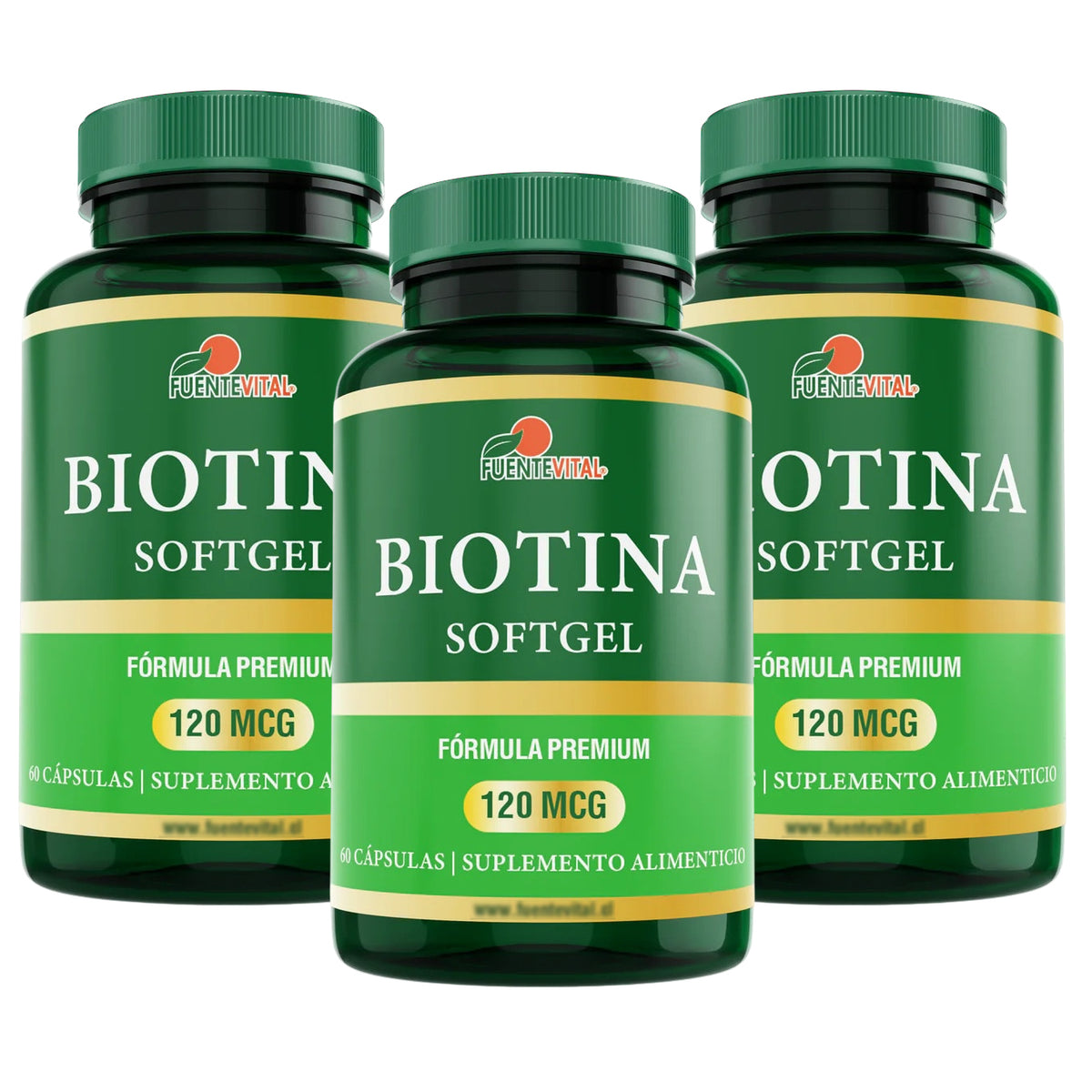 Biotina 3 Frascos, 180 Cápsulas