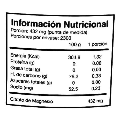 Citrato de Magnesio Puro en Polvo 1kg Linea Premium