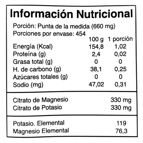 Mix Citrato De Magnesio + Citrato De Potasio En Polvo 1kg Linea Premium