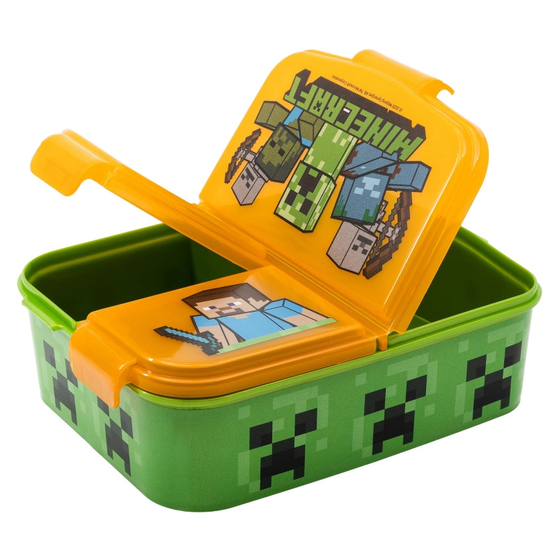 Pack Mochila Escolar Minecraft Creeper + Porta Sandwich + Botella + Vaso