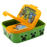 Pack Mochila Escolar Minecraft Creeper + Porta Sandwich + Botella + Vaso