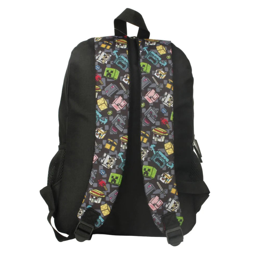Pack Mochila Escolar Minecraft + Porta Sandwich + Botella + Vaso