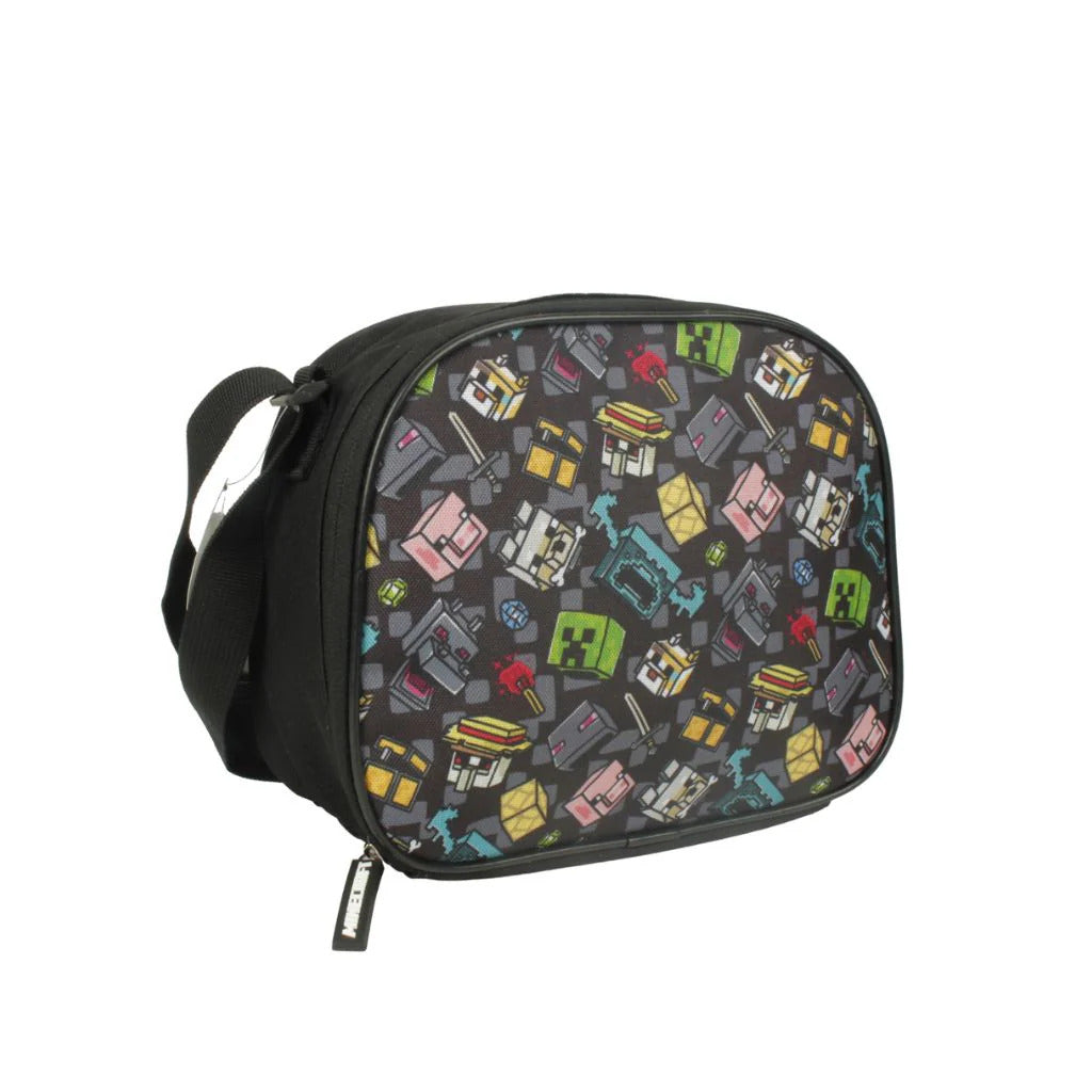 Pack Mochila Escolar Minecraft + Porta Sandwich + Botella + Vaso
