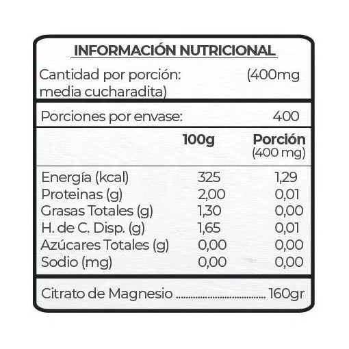 Citrato de Magnesio en Polvo 160g. Health Natural